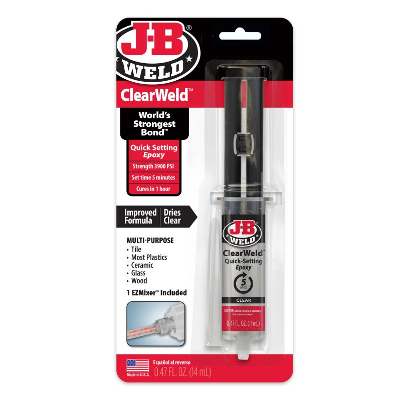 JB Weld Clearweld Clear Quick Setting Epoxy Syringe 14ML