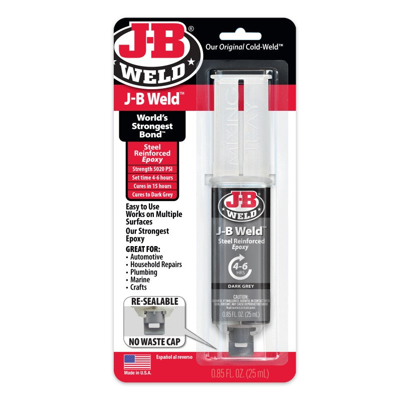 JB Weld Coldweld Dark Grey steel Reinforced Epoxy Syringe 25ML