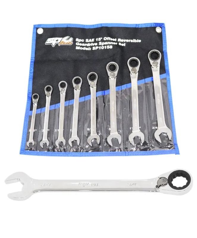 SP Tools Gear Drive ROE Spanner Set - 15° Offset - SAE - 8pc