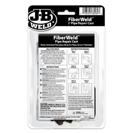 JB Weld Fiberweld 2 Inch Fiberglass pipe Repair Cast
