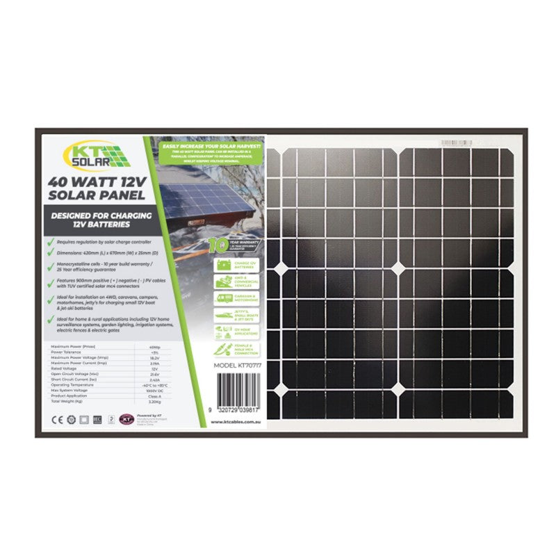 40W 12V Monocrystalline Solar Panel