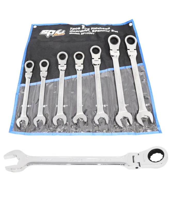 SP Tools Gear Drive ROE Spanner Set - Flex Head Jumbo - SAE - 7pc