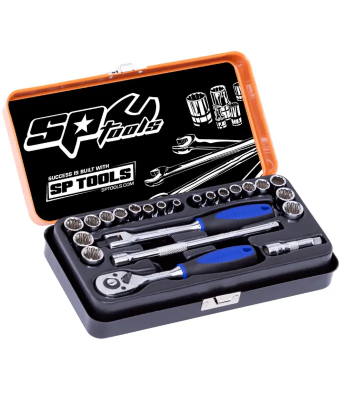 SP Tools 1/4"Dr Socket Set - Metric/SAE - 23pc - 12 Point