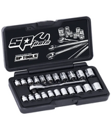 SP Tools 1/4"Dr Socket Set - Low Profile (Stubby) - Metric/SAE - 23pc