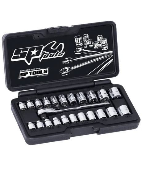 SP Tools 1/4"Dr Socket Set - Low Profile (Stubby) - Metric/SAE - 23pc