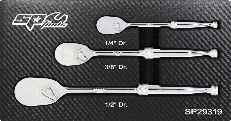 SP Tools 1/4"Dr, 3/8"Dr & 1/2"Dr Ratchet Set - Sealed Head - 3pc