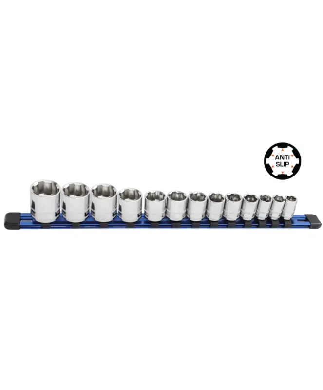 SP Tools 1/2"Dr Socket Rail Set - Xtreme Grip - Metric Only - 13pc