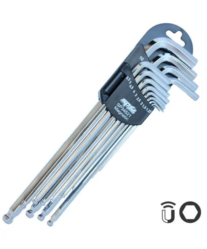 SP Tools Magnetic Ball Drive Hex Key Set - Metric Chrome - 13pc