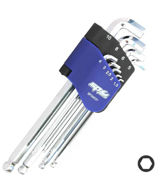 SP Tools Ball Drive Hex Key Set - Stubby - Metric - Colour Coded (BLUE) - 9pc