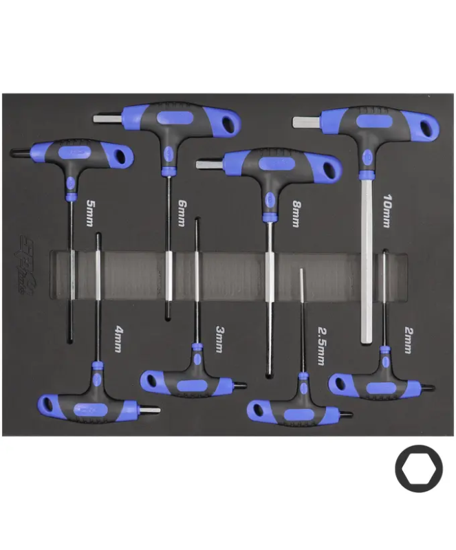 SP Tools T-Handle Hex Key Set - Metric - 8pc - Housed in EVA FOAM