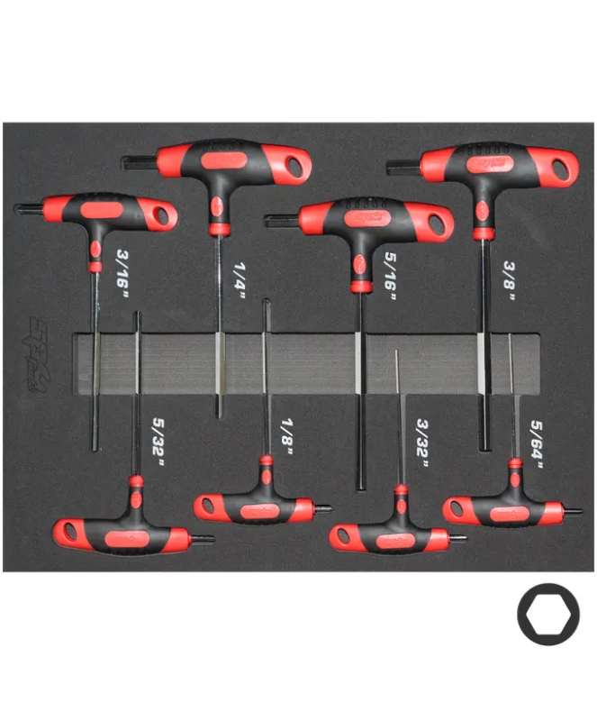 SP Tools T-Handle Hex Key Set - SAE - 8pc - Housed in EVA FOAM