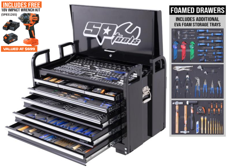 SP Tools Field Service Tool Kit - 413pc - Metric/SAE - Black - Plus Bonus EVA Storage Trays