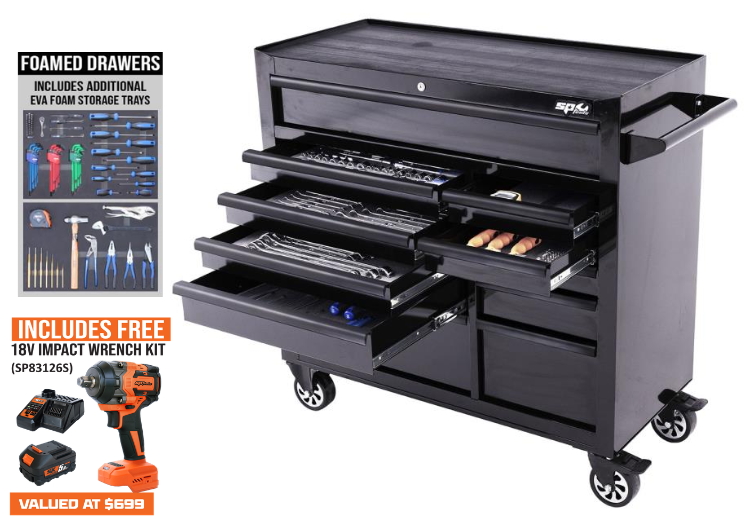 SP Tools Custom Series Roller Cabinet Tool Kit - 406pc - Metric/SAE - BLK/BLK - FOAMED