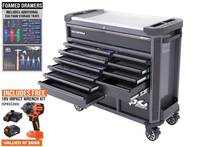 SP Tools Tech Series Roller Cabinet Tool Kit - 289pc - Metric/SAE - Diamond Black BONUS EVAS