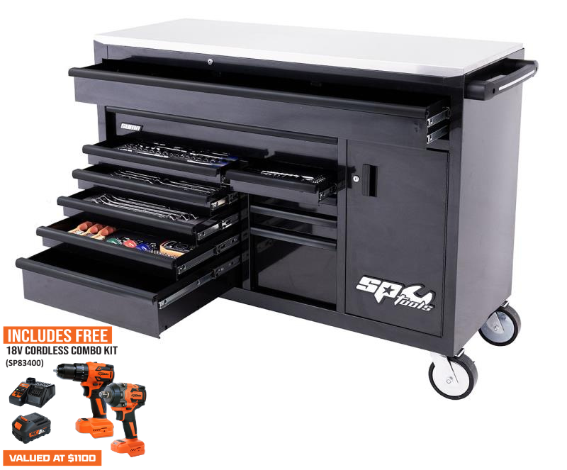 SP Tools Sumo Series Workshop Tool Kit - Metric/SAE - 480pc -NZ BLK/BLK Handles - BONUS EVAS