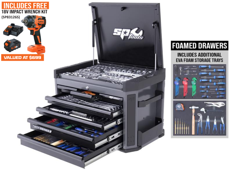 SP Tools Tech Series Tool Kit - 347pc - Metric/SAE - Diamond Black - BONUS EVAS
