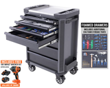 SP Tools Tech Series Starter Professional Technician Roller Cabinet Tool Kit - 230pc - Metric Only - Diamond Black (BONUS EVA)