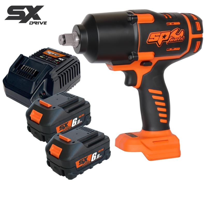 SP Tools 18V 3/4"DR Brushless Impact Wrench Kit - 6.0AH X2 - SX Drive