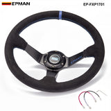 EPMAN 350mm Suede Deep Dish Steering Wheel - Blue