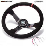 EPMAN 350mm Suede Deep Dish Steering Wheel - Red