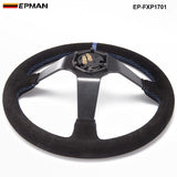 EPMAN 350mm Suede Deep Dish Steering Wheel - Blue