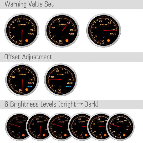 EPMAN 2" 52mm Exhaust Gas Temp (EGT) Gauge - 10 Colours