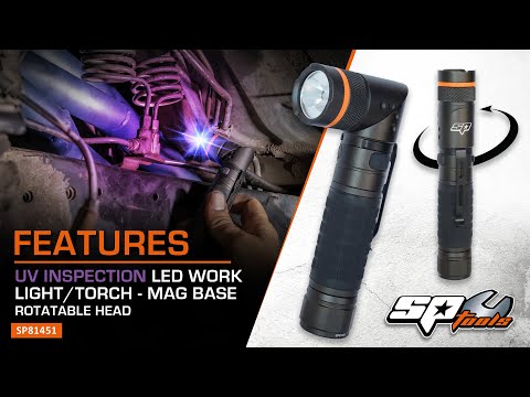 SP Tools Torch/Work Light - UV Inspection led Multifunction - Mag base - Rotatable Head