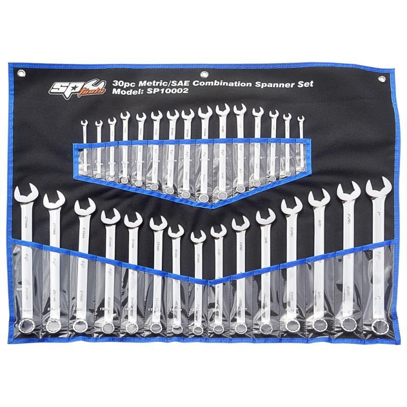 SP TOOLS QUAD DRIVE COMBINATION ROE SPANNER SET - METRIC/SAE - 30PC