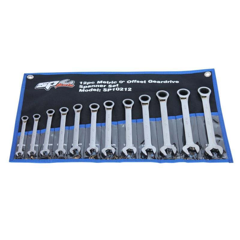 SP TOOLS GEAR DRIVE ROE SPANNER SET - 0° OFFSET - METRIC - 12PC