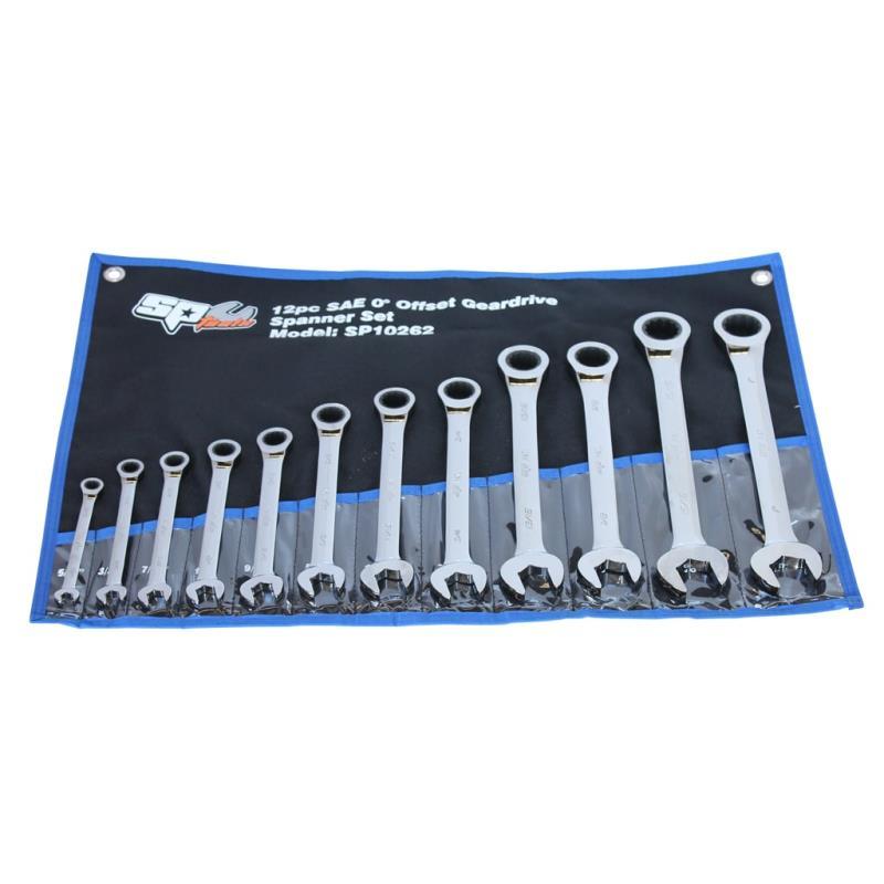 SP TOOLS GEAR DRIVE ROE SPANNER SET - 0° OFFSET - SAE - 12PC