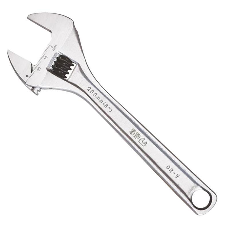 SP TOOLS ADJUSTABLE WRENCH - WIDE JAW PREMIUM - CHROME INDIVIDUAL, SIZES: 100MM