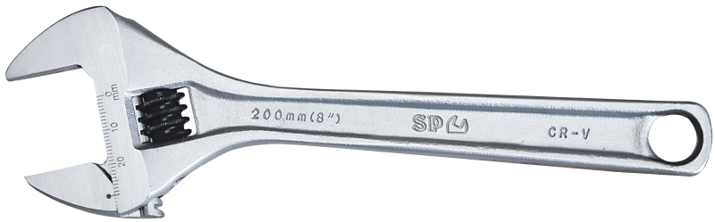 SP TOOLS ADJUSTABLE WRENCH - WIDE JAW PREMIUM - CHROME INDIVIDUAL, SIZES: 150MM