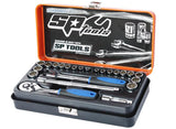 SP TOOLS 1/4"DR SOCKET SET - METRIC/SAE - 23PC, SIZES: 12 POINT