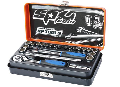 SP TOOLS 1/4"DR SOCKET SET - METRIC/SAE - 23PC, SIZES: 6 POINT