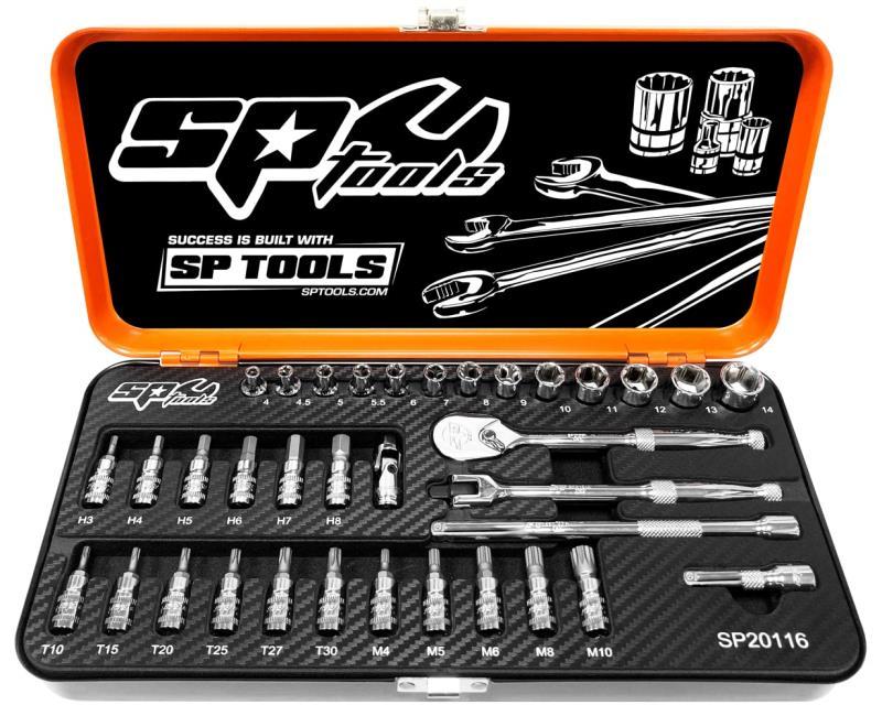 SP TOOLS 1/4"DR SOCKET SET - METRIC, INHEX, TORX & SPLINE - 35PC