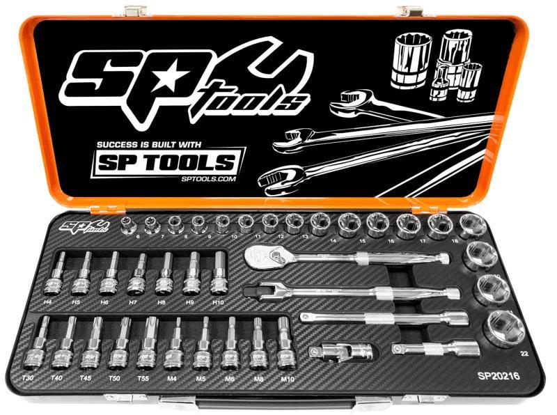 SP TOOLS 3/8"DR SOCKET SET - METRIC, INHEX, TORX & SPLINE - 39PC