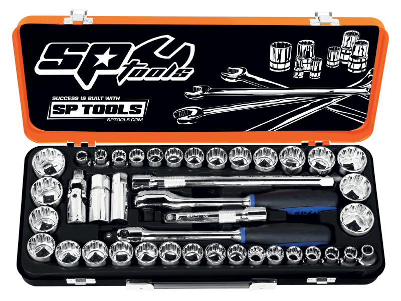 SP TOOLS 1/2"DR SOCKET SET - 12PT METRIC/SAE - 41PC