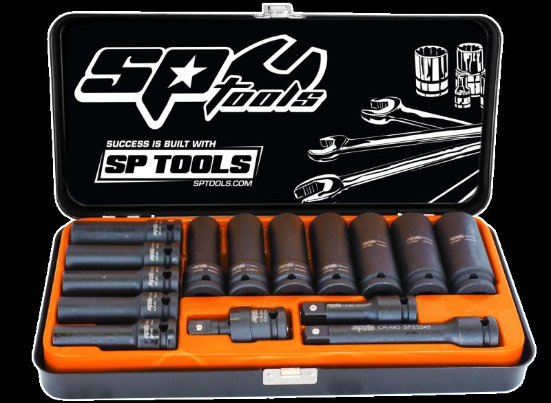 SP TOOLS 1/2"DR DEEP IMPACT SOCKET SET - 6PT METRIC - 15PC