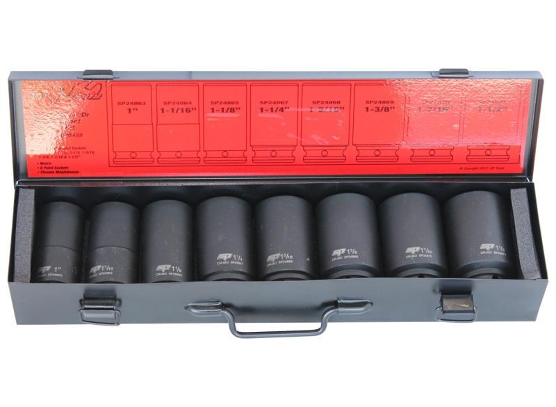 SP TOOLS 3/4"DR DEEP IMPACT SOCKET SET - 6PT SAE - 8PC