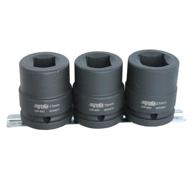 SP TOOLS 3/4"DR IMPACT SOCKET RAIL SET - DOUBLE SQUARE - METRIC - 3PC