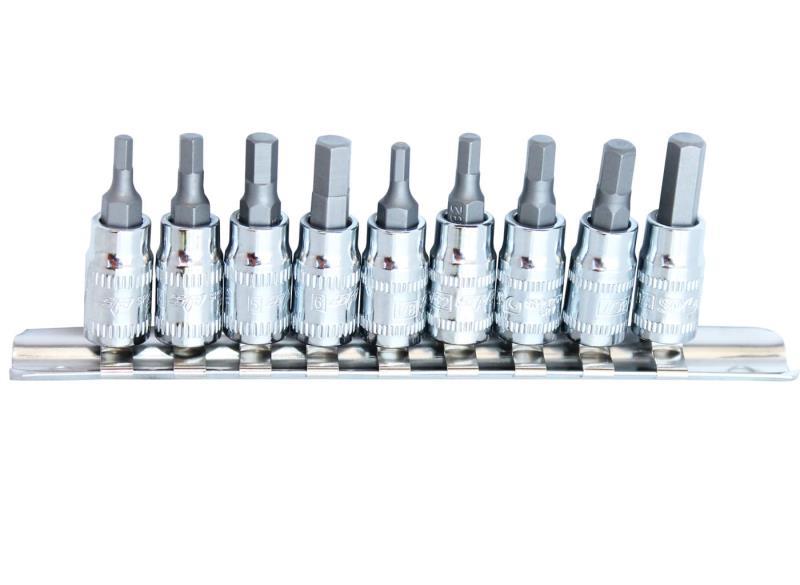 SP TOOLS 1/4"DR IINHEX SOCKET RAIL SET - 9PC - METRIC/SAE