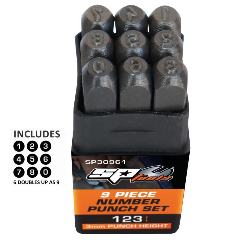 SP TOOLS NUMBER PUNCH SET - 9PC