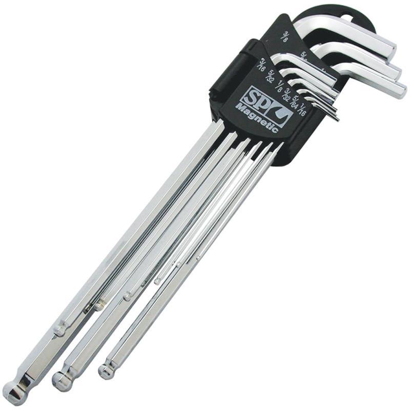 SP TOOLS MAGNETIC BALL DRIVE HEX KEY SET - SAE CHROME- 9PC