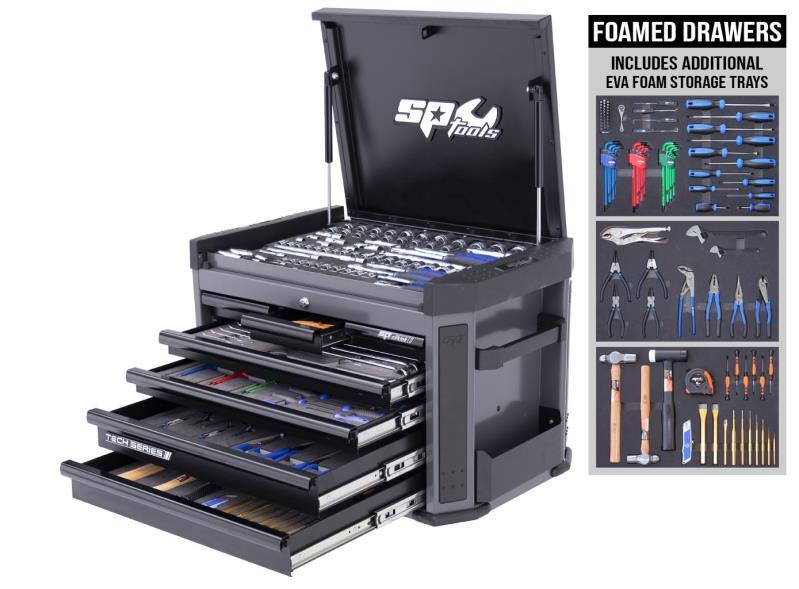 SP TOOLS TECH SERIES TOOL KIT - 305PC - METRIC ONLY - DIAMOND BLACK -- BONUS EVAS