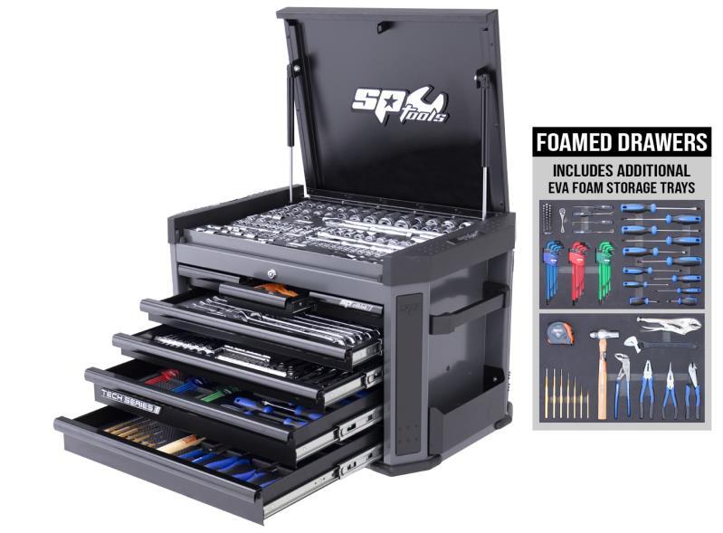 SP TOOLS TECH SERIES TOOL KIT - 281PC - METRIC/SAE - DIAMOND BLACK - BONUS EVAS