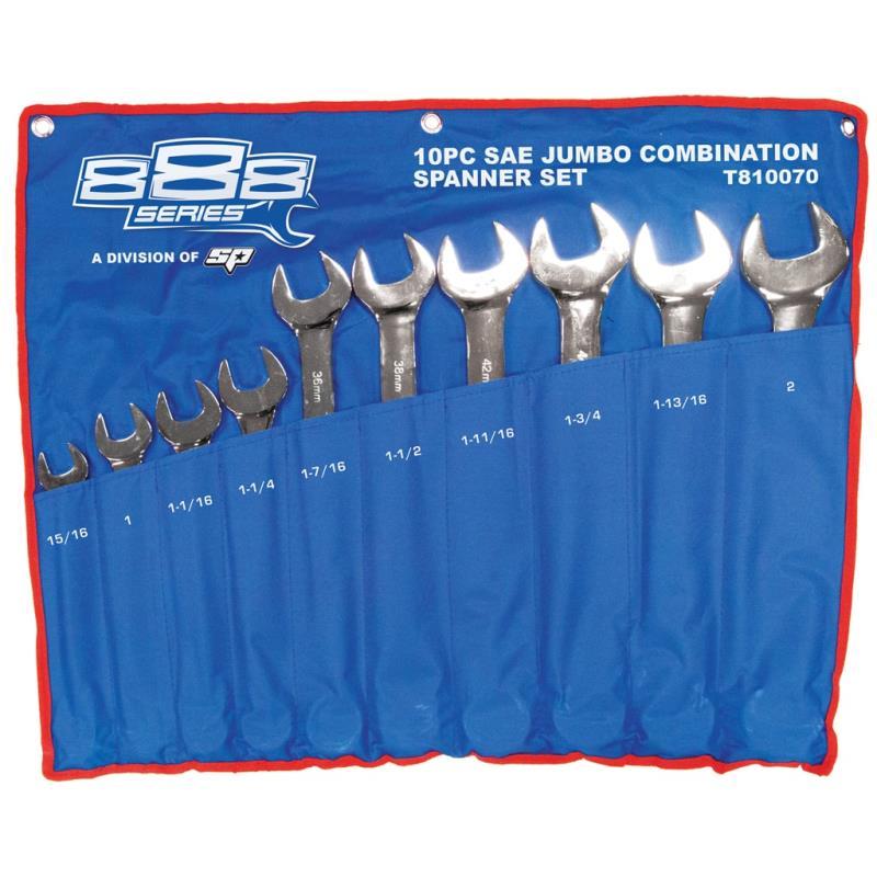 SP TOOLS 888 COMBINATION ROE SPANNER SET - JUMBO - SAE - 10PC