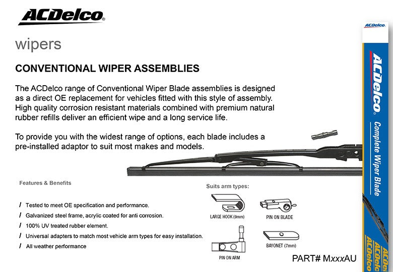 ACDelco 305mm Traditional Wiper Blade Assy-M305AU